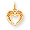 10K Yellow Gold Filigree Heart Charm Love Pendant Jewerly 16mm x 11mm